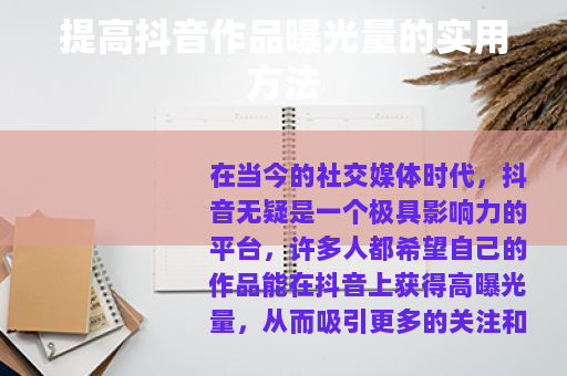 提高抖音作品曝光量的实用方法