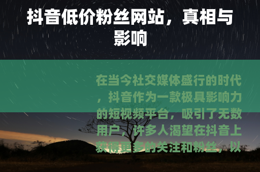 抖音低价粉丝网站，真相与影响