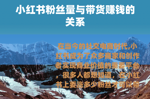 小红书粉丝量与带货赚钱的关系