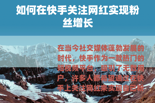 如何在快手关注网红实现粉丝增长