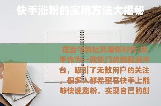 快手涨粉的实用方法大揭秘