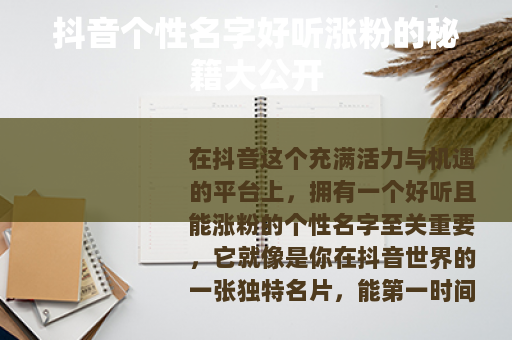 抖音个性名字好听涨粉的秘籍大公开