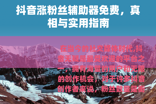 抖音涨粉丝辅助器免费，真相与实用指南
