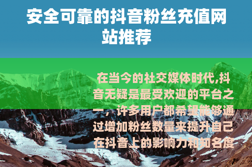 安全可靠的抖音粉丝充值网站推荐