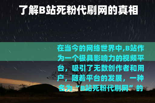 了解B站死粉代刷网的真相