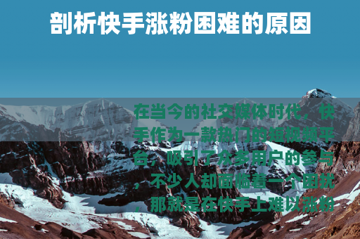 剖析快手涨粉困难的原因