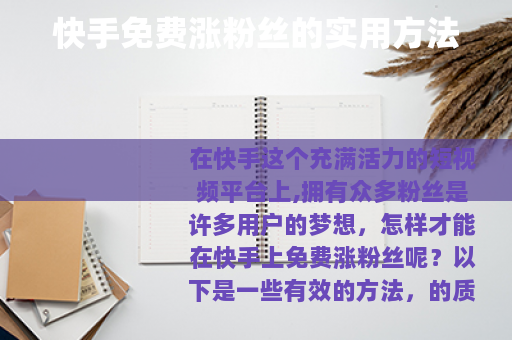 快手免费涨粉丝的实用方法