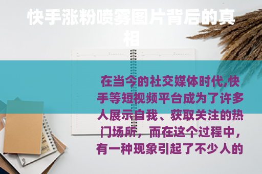 快手涨粉喷雾图片背后的真相