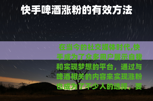 快手啤酒涨粉的有效方法