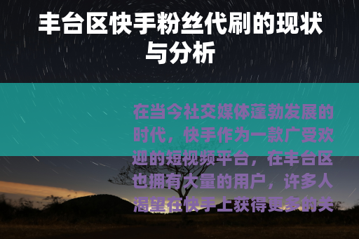 丰台区快手粉丝代刷的现状与分析