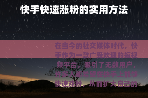 快手快速涨粉的实用方法