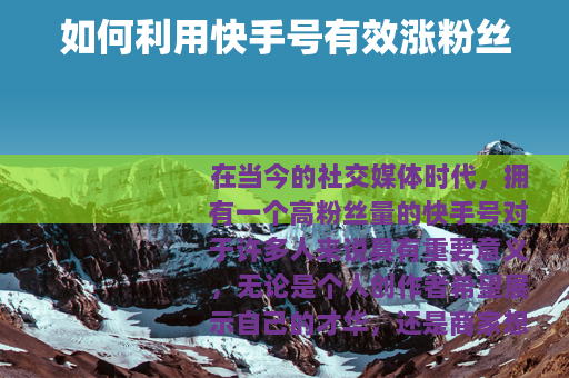 如何利用快手号有效涨粉丝