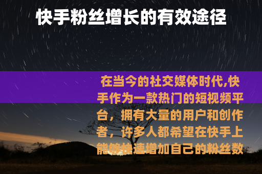 快手粉丝增长的有效途径