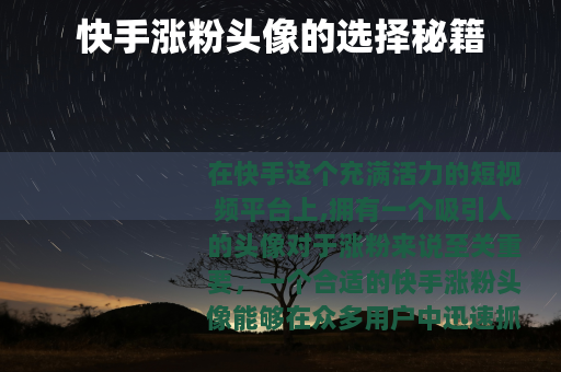 快手涨粉头像的选择秘籍