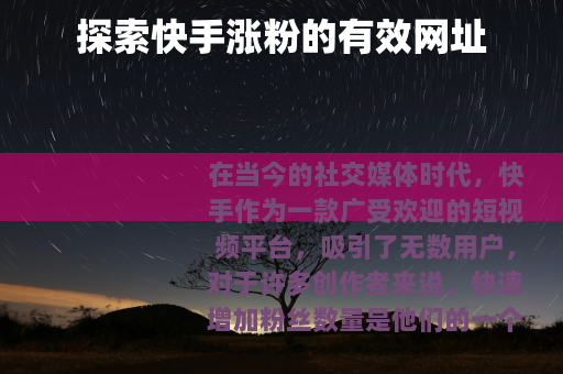 探索快手涨粉的有效网址