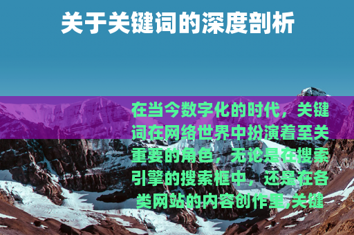 关于关键词的深度剖析