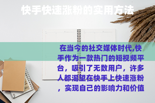 快手快速涨粉的实用方法