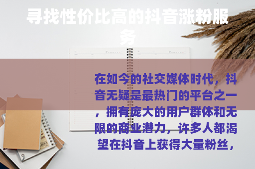 寻找性价比高的抖音涨粉服务