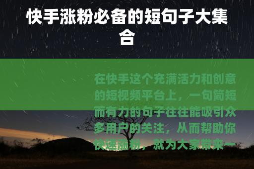 快手涨粉必备的短句子大集合