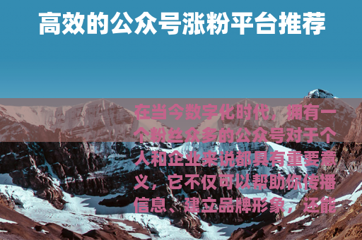 高效的公众号涨粉平台推荐