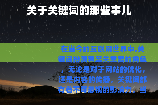 关于关键词的那些事儿