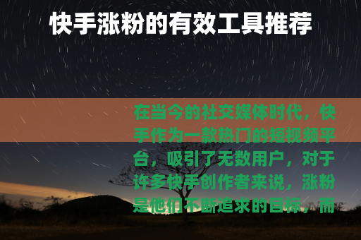 快手涨粉的有效工具推荐