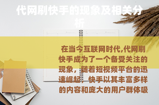 代网刷快手的现象及相关分析