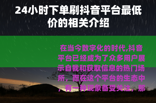 24小时下单刷抖音平台最低价的相关介绍