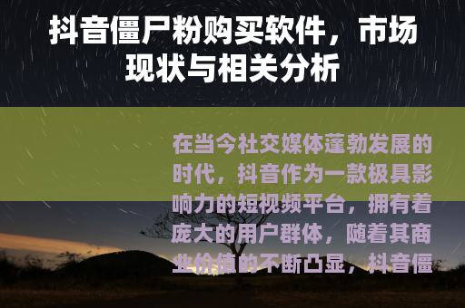 抖音僵尸粉购买软件，市场现状与相关分析