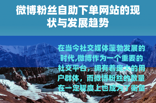 微博粉丝自助下单网站的现状与发展趋势
