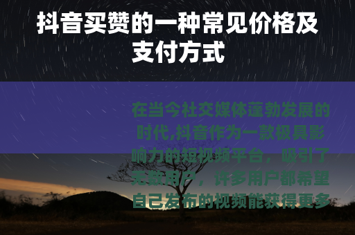 抖音买赞的一种常见价格及支付方式