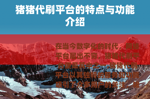 猪猪代刷平台的特点与功能介绍