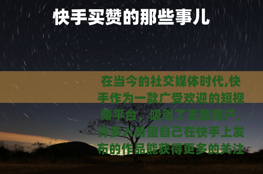 快手买赞的那些事儿