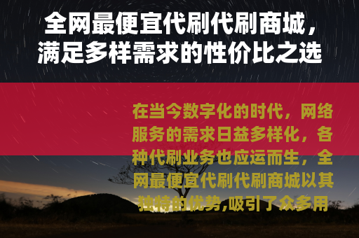 全网最便宜代刷代刷商城，满足多样需求的性价比之选