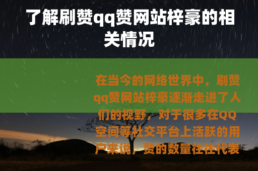 了解刷赞qq赞网站梓豪的相关情况