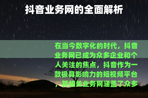 抖音业务网的全面解析