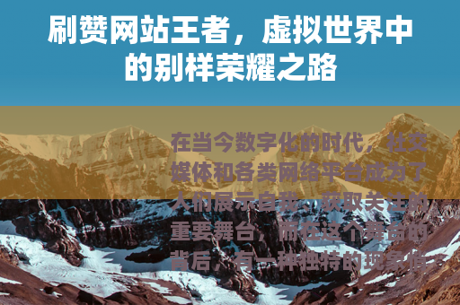 刷赞网站王者，虚拟世界中的别样荣耀之路