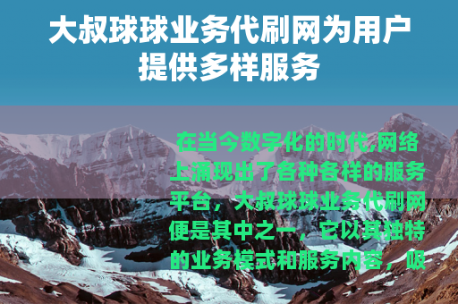 大叔球球业务代刷网为用户提供多样服务