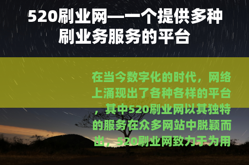 520刷业网—一个提供多种刷业务服务的平台