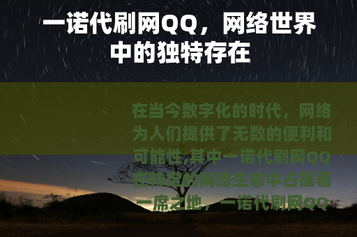 一诺代刷网QQ，网络世界中的独特存在