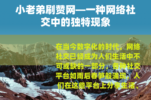 小老弟刷赞网—一种网络社交中的独特现象