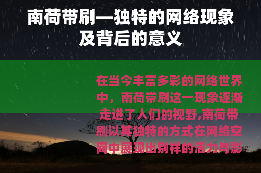 南荷带刷—独特的网络现象及背后的意义