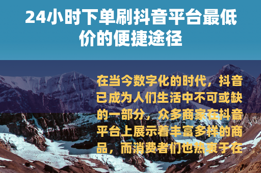 24小时下单刷抖音平台最低价的便捷途径