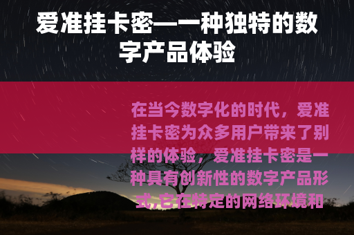 爱准挂卡密—一种独特的数字产品体验