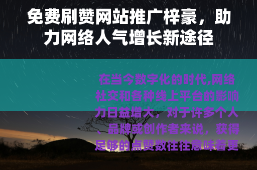 免费刷赞网站推广梓豪，助力网络人气增长新途径
