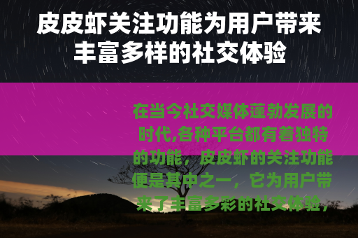 皮皮虾关注功能为用户带来丰富多样的社交体验