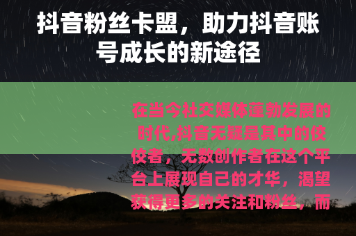 抖音粉丝卡盟，助力抖音账号成长的新途径