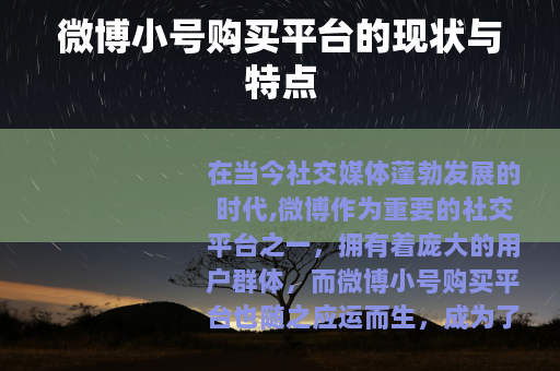 微博小号购买平台的现状与特点