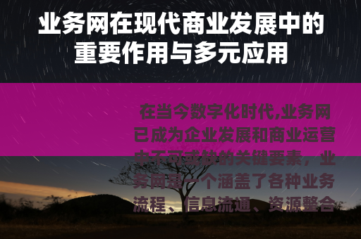 业务网在现代商业发展中的重要作用与多元应用