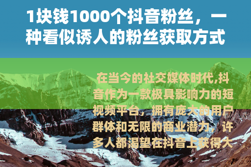 1块钱1000个抖音粉丝，一种看似诱人的粉丝获取方式